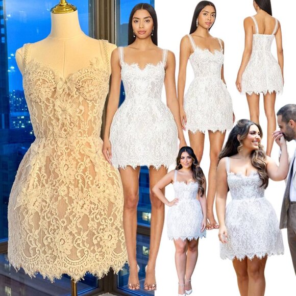 🆕 BRONX & BANCO 🧿 NWOT Colette Blanc Lace Mini Dress, White, Sz S / US 4 - Picture 1 of 16